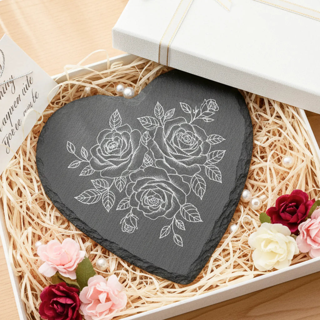 Custom Laser Engraved Slate Coasters - Set of 4