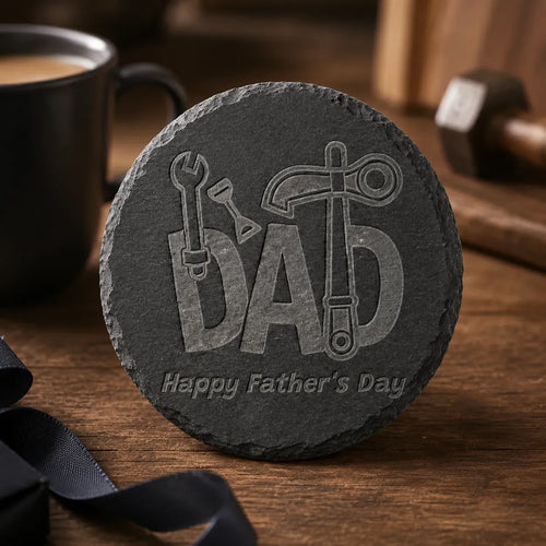 Custom Laser Engraved Slate Coasters - Set of 4