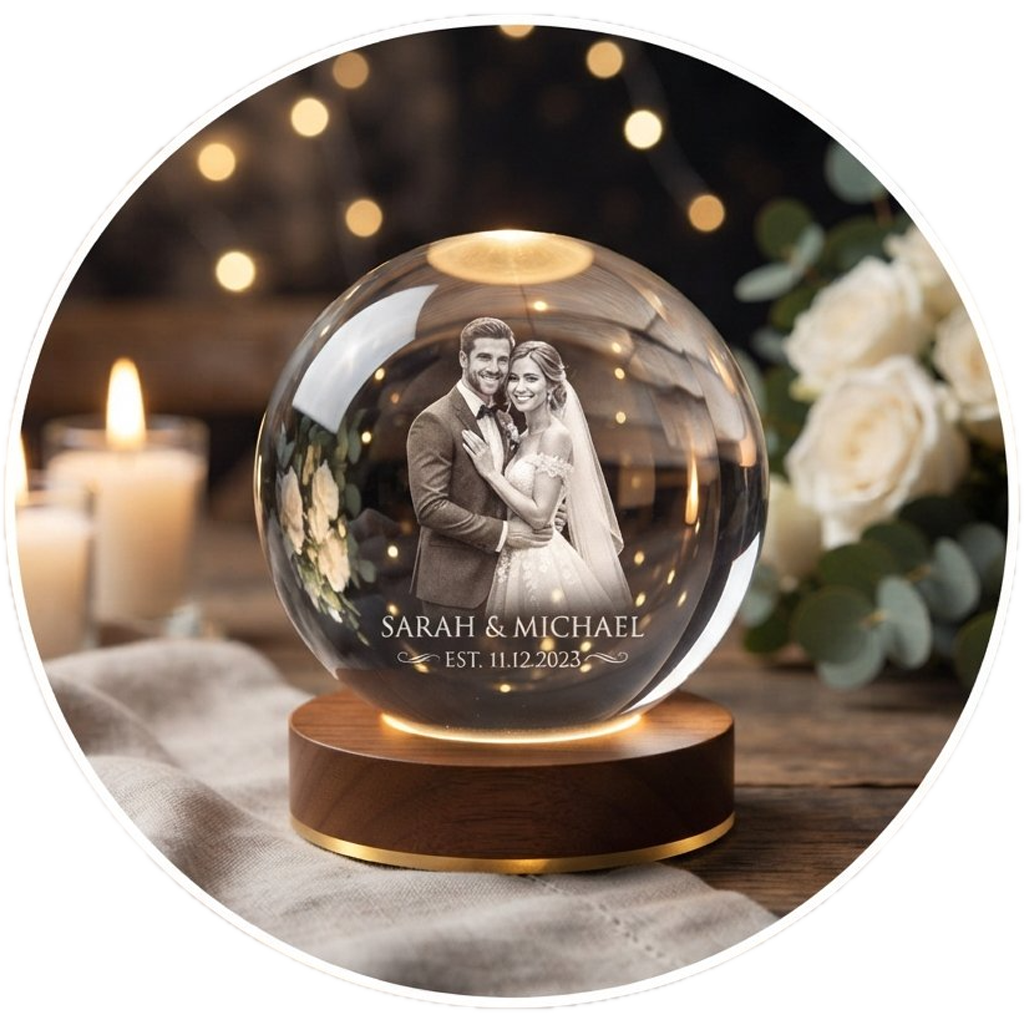 Personalized Wedding 3D Crystal Sphere